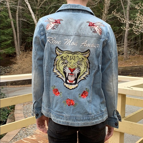 📌 NWT Denim Co Embroidered TIGER Jean Jacket - Picture 6 of 7